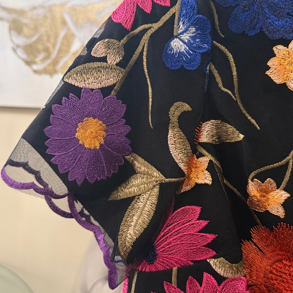 MILLY | Coord Skirt Set Floral Embroidered Black Skirt and matching Top Coord - Picture 6 of 15